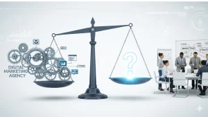 Agencia de Marketing Digital: 7 Puntos Indispensables para Elegir vs. un Equipo Interno La decisión entre contratar una agencia de marketing digital o construir un equipo de marketing interno es una de las encrucijadas estratégicas más importantes para cualquier empresa que busque crecer. Ambas rutas pueden llevar al éxito, pero el camino, los costes y los resultados pueden variar drásticamente. No es una elección que deba tomarse a la ligera. Muchas empresas se sienten tentadas por la idea de tener control total con un equipo de marketing interno, pero a menudo subestiman la complejidad y los recursos necesarios para competir en el panorama digital actual. Por otro lado, una agencia de marketing digital ofrece una solución experta y escalable, pero requiere confianza y una comunicación fluida. Analicemos 7 puntos clave para que tomes la decisión más inteligente para tu negocio. 1. Coste Total de la Inversión A primera vista, el "fee" mensual de una agencia puede parecer un coste elevado. Sin embargo, al desglosar los gastos reales de un equipo de marketing interno, la perspectiva cambia por completo. No se trata solo del salario de un empleado. Equipo de Marketing Interno: Debes sumar salarios, prestaciones sociales, impuestos, costes de contratación, formación continua, bajas y vacaciones. Además, un solo "todólogo" del marketing no es suficiente. Necesitarías un especialista en SEO, un experto en SEM, un creador de contenido y un diseñador, como mínimo. Sumar esos salarios es un coste operativo inmenso. Agencia de Marketing Digital: Pagas una tarifa fija que te da acceso a un equipo completo de especialistas. La agencia de marketing digital asume todos los costes de personal y formación. Esta estructura convierte un gasto de capital humano variable y elevado en un gasto operativo predecible y, en la mayoría de los casos, mucho menor. 2. Amplitud y Profundidad del Conocimiento El marketing digital es un ecosistema de especializaciones. Es prácticamente imposible que una o dos personas en un equipo de marketing interno dominen todas las áreas con la misma profundidad que un equipo de agencia. Equipo de Marketing Interno: Generalmente, se contratan perfiles generalistas que saben un poco de todo, pero no son expertos profundos en nada. O, si contratas a un especialista (por ejemplo, en SEO), descuidas otras áreas críticas como la publicidad de pago o el email marketing. Agencia de Marketing Digital: Te brinda acceso instantáneo a un equipo de especialistas consolidados. Tienes a tu disposición un experto en SEO, un analista de datos, un estratega de contenidos y un gestor de pauta publicitaria. Esta diversidad de talento trabajando de forma coordinada en tu cuenta es la principal ventaja estratégica que ofrece una agencia de marketing digital. Contenido recomendado: Para alcanzar la visibilidad online, no basta con saber lo básico. Se requiere un profundo conocimiento del posicionamiento SEO en Google. 3. Acceso a Herramientas y Tecnología de Punta Las herramientas profesionales que impulsan las estrategias de marketing digital de alto rendimiento son extremadamente costosas. Hablamos de plataformas de SEO, analítica, automatización y diseño que pueden costar miles de dólares al mes. Equipo de Marketing Interno: Adquirir licencias para herramientas como Ahrefs, SEMrush, HubSpot o Adobe Creative Suite representa una inversión masiva para un equipo de marketing interno. A menudo, deben conformarse con versiones gratuitas o herramientas de menor calibre, lo que limita su capacidad de análisis y ejecución. Agencia de Marketing Digital: Una agencia de marketing digital ya ha realizado esta inversión. Amortizan el coste de estas herramientas de nivel empresarial entre todos sus clientes. Al contratarlos, obtienes el poder de la mejor tecnología del mercado aplicada a tu estrategia sin tener que asumir su coste total. 4. Escalabilidad y Flexibilidad Las necesidades de tu negocio no son estáticas; cambian con las temporadas, el lanzamiento de productos o las condiciones del mercado. Tu estructura de marketing debe ser capaz de adaptarse rápidamente a estos cambios. Equipo de Marketing Interno: Escalar un equipo de marketing interno es un proceso lento y costoso. Contratar más personal lleva meses, y reducir el equipo en tiempos difíciles es aún más complicado. La estructura es inherentemente rígida. Agencia de Marketing Digital: La flexibilidad es una de las mayores fortalezas de una agencia de marketing digital. ¿Necesitas duplicar tu inversión en publicidad para el Black Friday? La agencia puede reasignar recursos al instante. ¿Necesitas pausar una iniciativa para enfocarte en otra? El plan se ajusta ágilmente. Esta capacidad de adaptación es crucial para el crecimiento empresarial. 5. Perspectiva Externa y Objetividad Cuando se está inmerso en el día a día de un negocio, es fácil desarrollar "visión de túnel". Las ideas se estancan y se pierden de vista las tendencias del mercado y las oportunidades emergentes. Equipo de Marketing Interno: Un equipo de marketing interno puede verse influenciado por la política interna, las jerarquías o el miedo a cuestionar decisiones pasadas. Su perspectiva está limitada al conocimiento y la experiencia dentro de la propia empresa. Agencia de Marketing Digital: Una agencia de marketing digital aporta una visión fresca, objetiva y basada en datos. Al trabajar con múltiples clientes en diversas industrias, tienen una perspectiva amplia de lo que funciona y lo que no. Esta experiencia cruzada fomenta la innovación y evita caer en los mismos errores, un valor que un equipo de marketing interno no puede replicar. De hecho, según Forbes, una perspectiva externa es vital para desafiar el "statu quo" e impulsar la innovación. Contenido recomendado: A veces, lo que se necesita es una visión experta que analice tu situación. Ahí es donde una consultoría en marketing digital marca la diferencia. 6. Velocidad de Implementación y Resultados En el competitivo mundo digital, el tiempo es oro. La rapidez con la que puedes lanzar y optimizar tus campañas tiene un impacto directo en tu retorno de inversión. Equipo de Marketing Interno: Un equipo de marketing interno nuevo tiene una curva de aprendizaje. Necesitan tiempo para formarse, desarrollar procesos y aprender a usar las herramientas. Este proceso puede llevar meses antes de que empiecen a generar resultados significativos. Agencia de Marketing Digital: Una agencia de marketing digital llega con procesos probados y un equipo experimentado listo para empezar desde el primer día. Ya tienen metodologías de trabajo eficientes, lo que les permite auditar, planificar y ejecutar estrategias en un tiempo récord. Esta velocidad de implementación acelera el camino hacia el crecimiento empresarial. 7. Enfoque en el Core Business El recurso más limitado de cualquier empresario es su atención. Cada hora que dedicas a gestionar un área en la que no eres experto es una hora que no dedicas a mejorar tu producto, optimizar tus operaciones o liderar tu equipo. Equipo de Marketing Interno: Gestionar un equipo de marketing interno requiere una supervisión constante, definición de objetivos, evaluaciones de desempeño y resolución de problemas. Es una unidad de negocio completa que consume tiempo y energía de la alta dirección. Agencia de Marketing Digital: Delegar en una agencia de marketing digital te libera para que te concentres en lo que realmente hace crecer tu negocio. Actúan como tu departamento de marketing externalizado, gestionando la complejidad y entregándote informes claros sobre los resultados. Te permite enfocarte en tu zona de genialidad. Conclusión: El Socio Estratégico para el Crecimiento Si bien un equipo de marketing interno puede tener sentido para corporaciones muy grandes con presupuestos masivos, para la gran mayoría de las pymes y empresas en crecimiento, la agencia de marketing digital representa una opción más inteligente, rentable y eficiente. La elección no es solo sobre costes, sino sobre acceso al talento, la tecnología y la agilidad estratégica. Al final, una agencia de marketing digital no es un simple proveedor; es un socio de crecimiento que invierte su experiencia y recursos en el éxito de tu negocio. ¿Estás evaluando la mejor estructura de marketing para tu empresa? Contacta con AMD para una consultoría gratuita y descubre cómo nuestro modelo de agencia puede acelerar tu crecimiento.